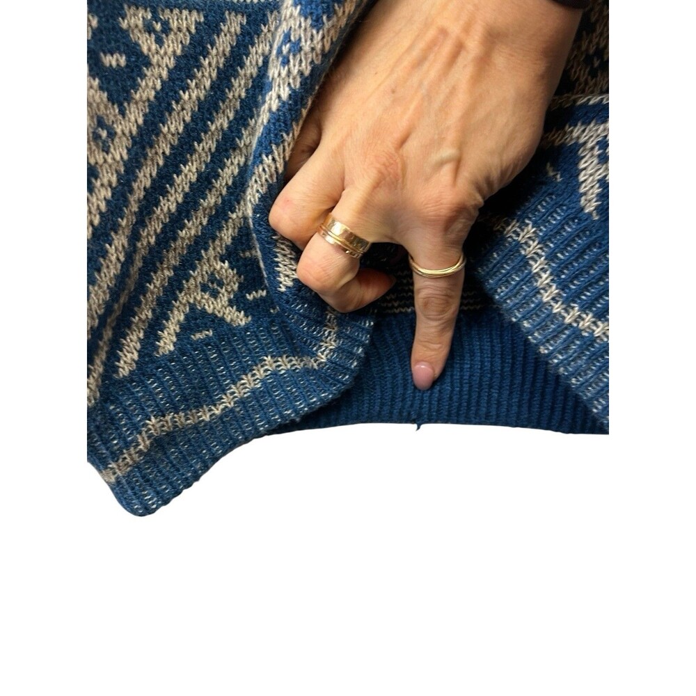 Vintage Graphix Unisex Adult Grandpa Fisherman Knit Sweater Blue Cream Stripe XL - Picture 12 of 13